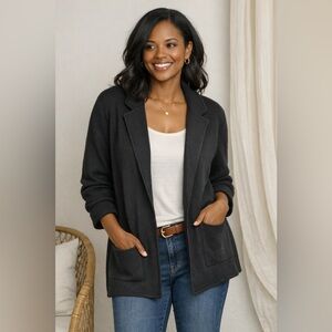 Talbots Black Knit Open-Front Blazer Jacket